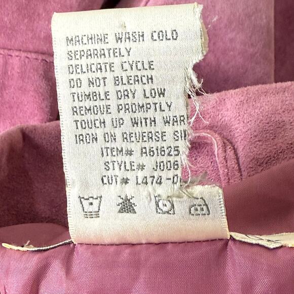 Vintage 90s Y2k Pink Suede Leather Mid Length Jacket Mod Retro Whimsy Twee S - Picture 5 of 6